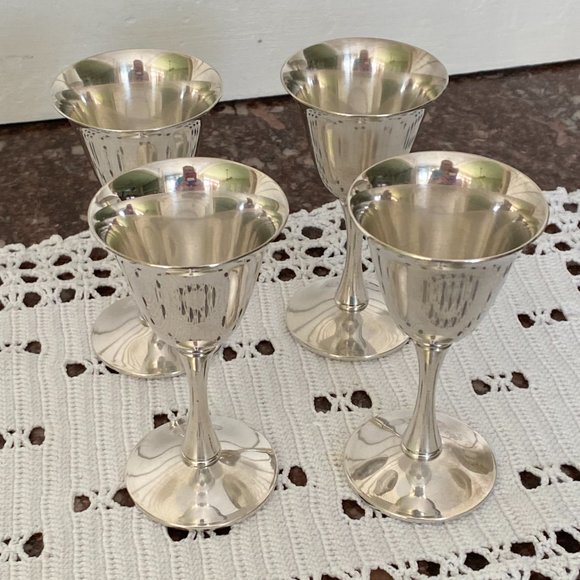 Set of 4 Valero Silver Plated Stemware, Cordial Cups, Made in Spain - Picture 7 of 16